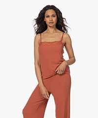 Calvin Klein Modal Ribbed Jersey Lace Camisole - Copper