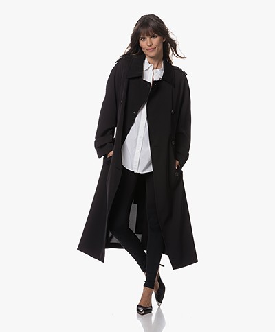 Drykorn Epwell Cotton Blend Trenchcoat - Black