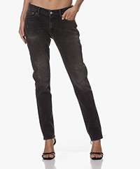 Denham Monroe Distressed Girlfriend Fit Jeans - Black