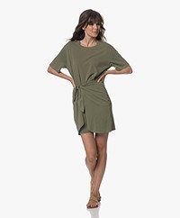 XÍRENA Emme Cotton Jersey Dress with Tie-wrap - Dune Green