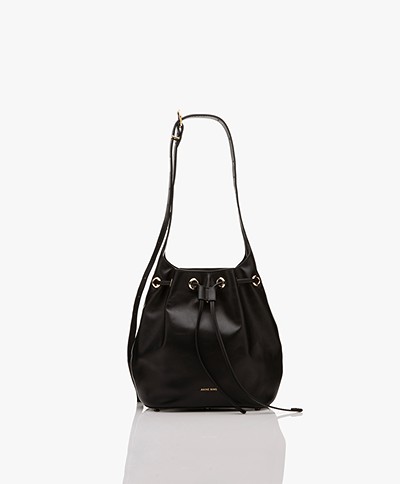 ANINE BING Mini Alana Leather Bucket Bag - Black