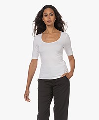 no man's land Viscose T-shirt met Halflange Mouwen - Wit