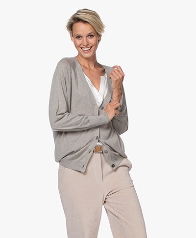 Repeat Bamboe Viscose V-hals Vest - Taupe