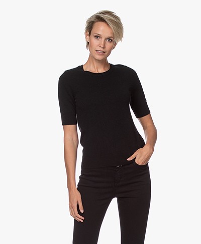 Repeat Short Sleeve Cashmere Pullover - Black