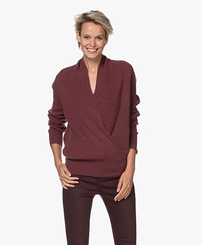 Repeat Wool and Cashmere Wrap Sweater - Burgundy