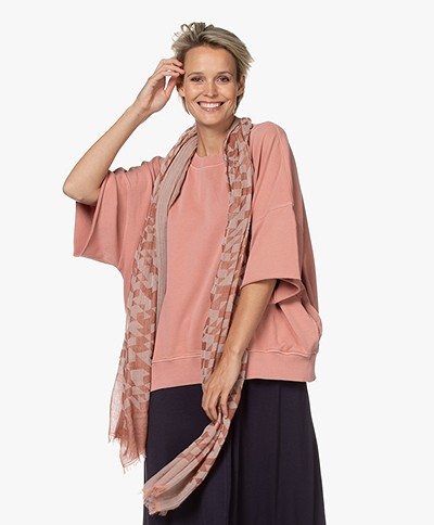 Closed Cotton Voile Print Scarf - Mahogany