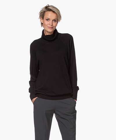 Repeat Bamboo Viscose and Cashmere Turtleneck Sweater - Black