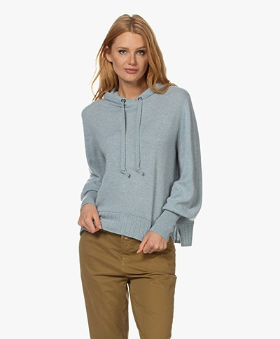Repeat Organic Cashmere Hooded Sweater - Aqua