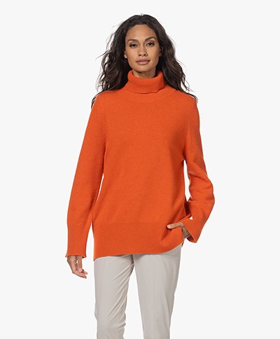 Sibin/Linnebjerg Ponza Merino Wool Blend Turtleneck Sweater - Strong Orange