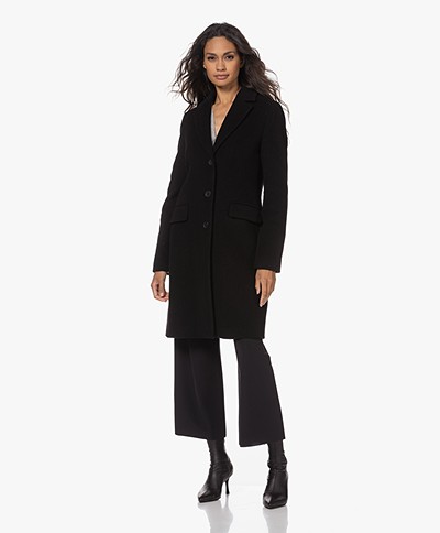 no man's land Half-length Wool-Cashmere Blend Coat - Core Black