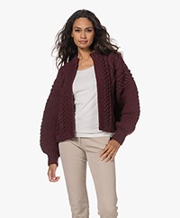 I Love Mr Mittens Kimmie Chunky Knitted Short Cardigan - Burgundy