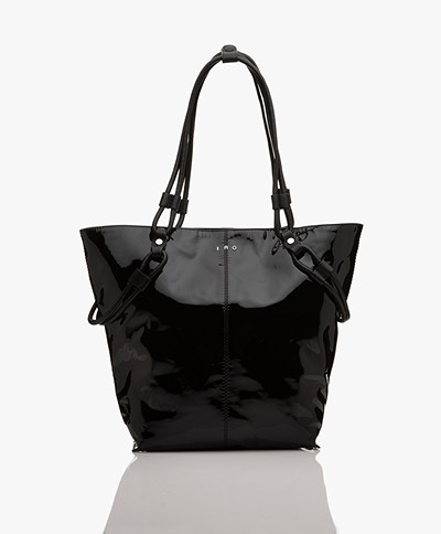 IRO Totiro Patent Leather Tote Bag Shoulder Bag - Black  