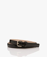 Filippa K Narrow Leather Belt - Black/Gold