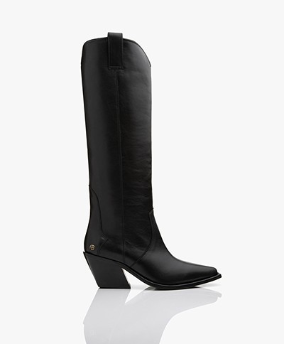 ANINE BING Tall Tania Leather Boots - Black