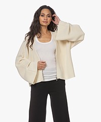 Róhe Elena Wool Kimono Sleeve Zip Cardigan - Off-white