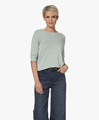 Repeat Bio Cotton Blend Sweater with Elbow-length Sleeves - Mint