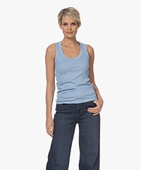 Róhe Ribgebreide Katoenen Tanktop - Sky
