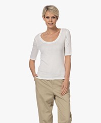 Closed Cotton-Modal Half-length Sleeve T-shirt - Ivory