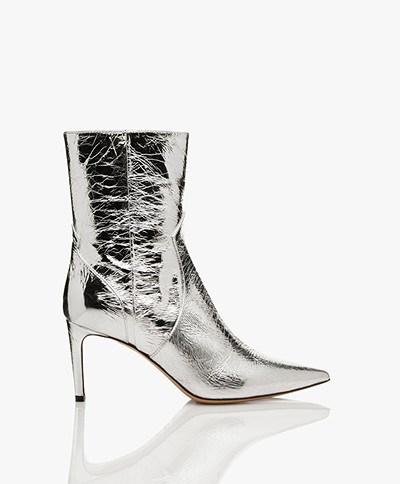 IRO Davy Leather Ankle Boots - Silver