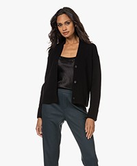 Vince Boxy Wool-Cashmere Buttoned Cardigan - Black
