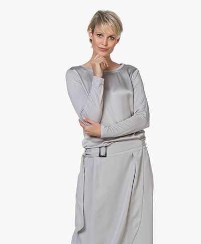Josephine & Co Antoinette Silk Front Long Sleeve - Light Grey