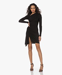 Enza Costa Slash Mini Lurex Jersey Dress - Black