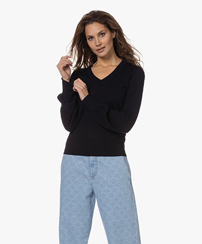 Plein Publique La Victoria Merino Wool Plumetis Sweater - Dark Blue
