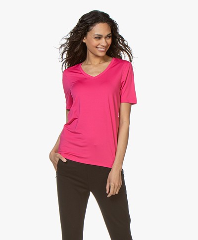 Buzinezz By BRAEZ Tech Jersey V-hals T-shirt - Roze 