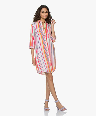 Josephine & Co Charley Striped Linen Shirt Dress - Pink