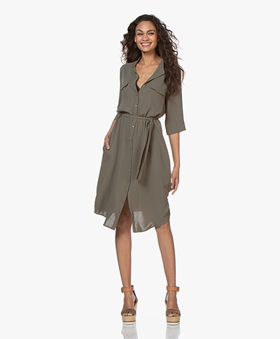 Woman By Earn Tes Crepe Twill Shirt Dress - Army