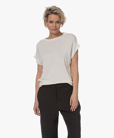 Sibin/Linnebjerg Ines Viscose Blend Short Sleeve Sweater - Off-white