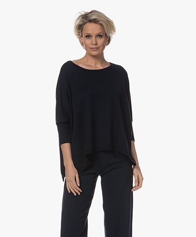 Repeat Loose-fit Cotton-Viscose Sweater - Navy