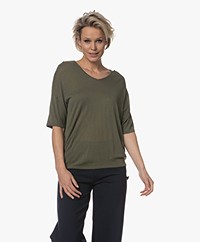 Sibin/Linnebjerg Cora Knitted Viscose T-shirt - Army Green 