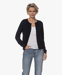 Repeat Cotton Blend Buttoned Cardigan - Navy