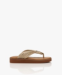 See by Chloé Sansa Braided Platform Slipper Sandals - Light Gold