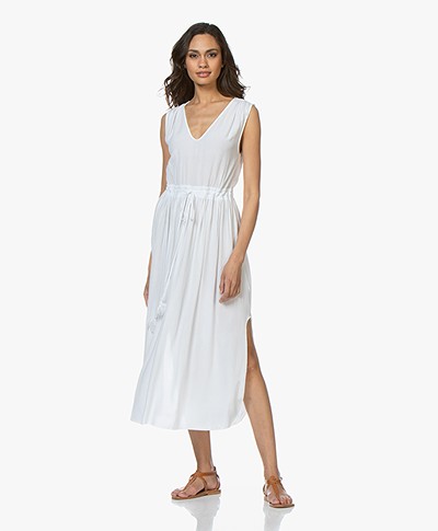 BRAEZ Sleeveless Midi-dress with Pleats - White