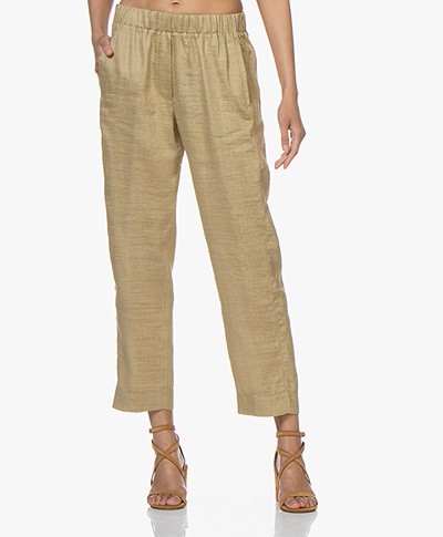 forte_forte Cropped Linen Blend Pants - Oro