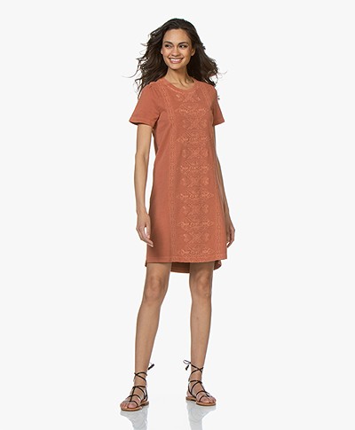 indi & cold Garment Dyed Embroidered Sweater Dress - Ambar