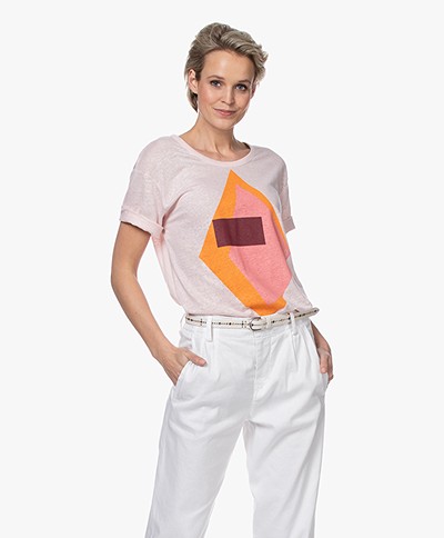 Closed Linen Print T-shirt - Soft Pink
