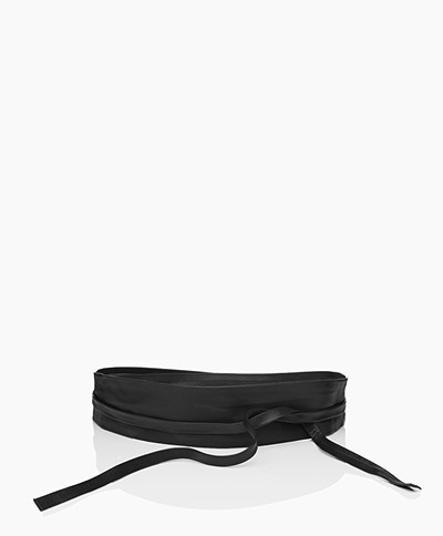 Kyra & Ko Leeloo Lambs Leather Tie Belt - Black