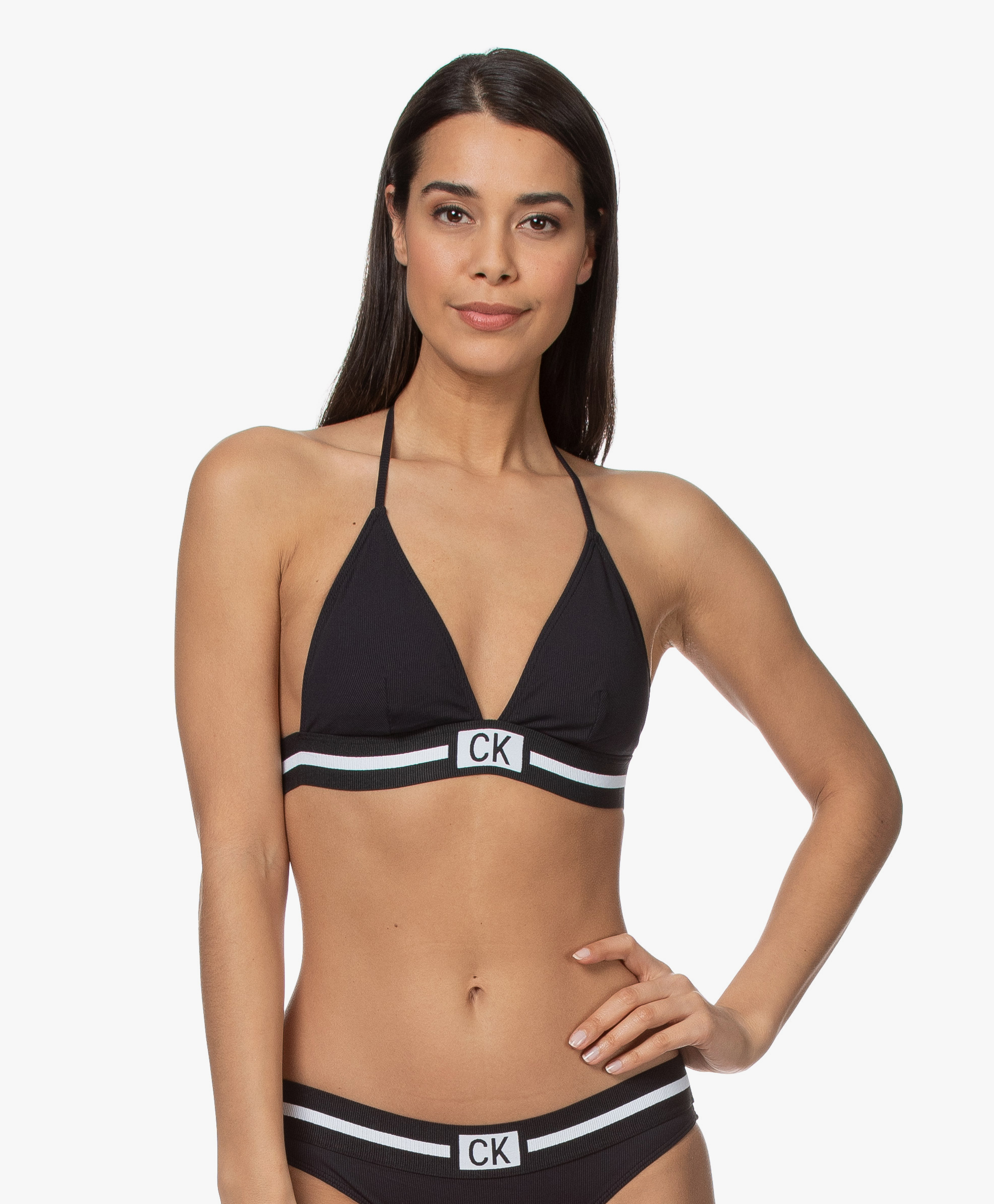 calvin klein triangle bikini top black