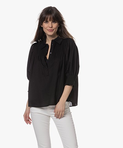 MUNTHE Chapter Blouse with Smocked Details - Black