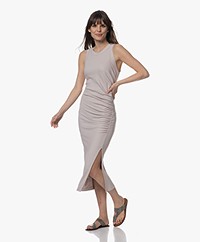 Michael Stars Tala Sleeveless Shirred Seam Midi Dress - Cement