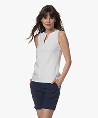 Woman by Earn Dewi Crepe Top with V-split - Off-white