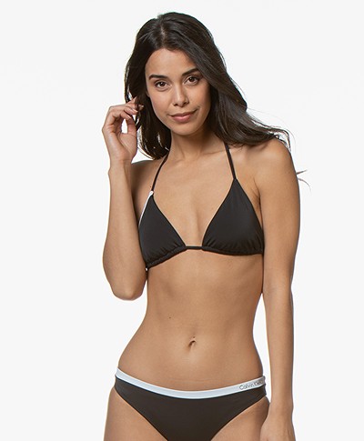 Calvin Klein Triangel Logo Bikinitop - Zwart