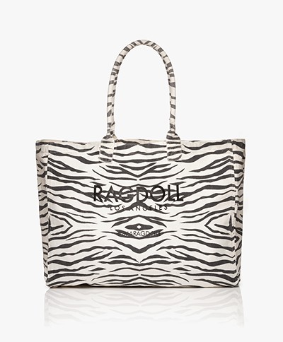 Ragdoll LA Holiday Zebra Canvas Bag - White