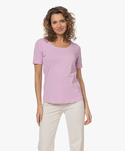 Repeat Cotton Scoop Neck T-shirt - Orchid