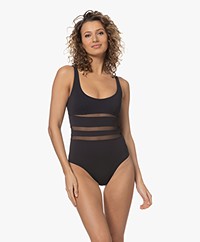 Wolford Opaque Mesh Swimsuit - Black