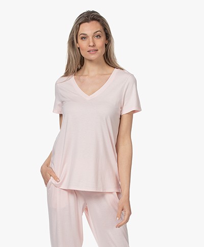 HANRO Modal Blend V-neck T-shirt - Apricot Blush