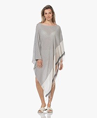 SU Paris Syama Katoenen Gauze Kaftan - Ecru/Zwart
